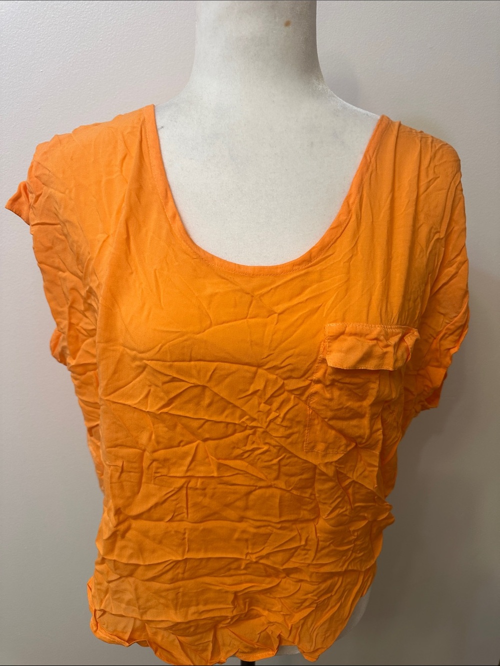 Splendid Bright Orange Scoop Neck Short Sleeve Top